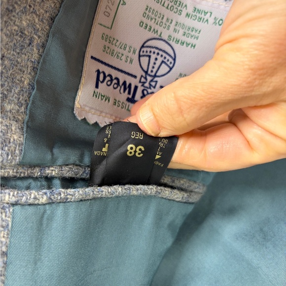 Vintage Harris Tweed Sport Coat Mens 38R Gray Blue Wool Retro Made in Canada - Picture 12 of 14
